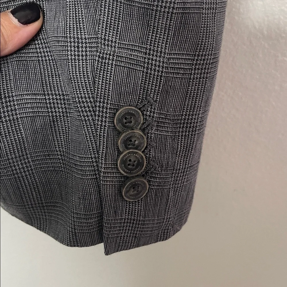 Joseph Abboud 100% Linen Black Gray Houndstooth Plaid Blazer Size XXL